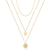 3PCS Chain&Disc&Hammered Disc Dainty Layered Necklace